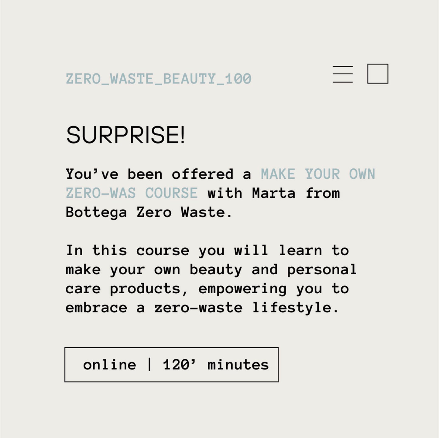 MAKE YOUR OWN ZERO WASTE BEAUTY COURSE ONLINE