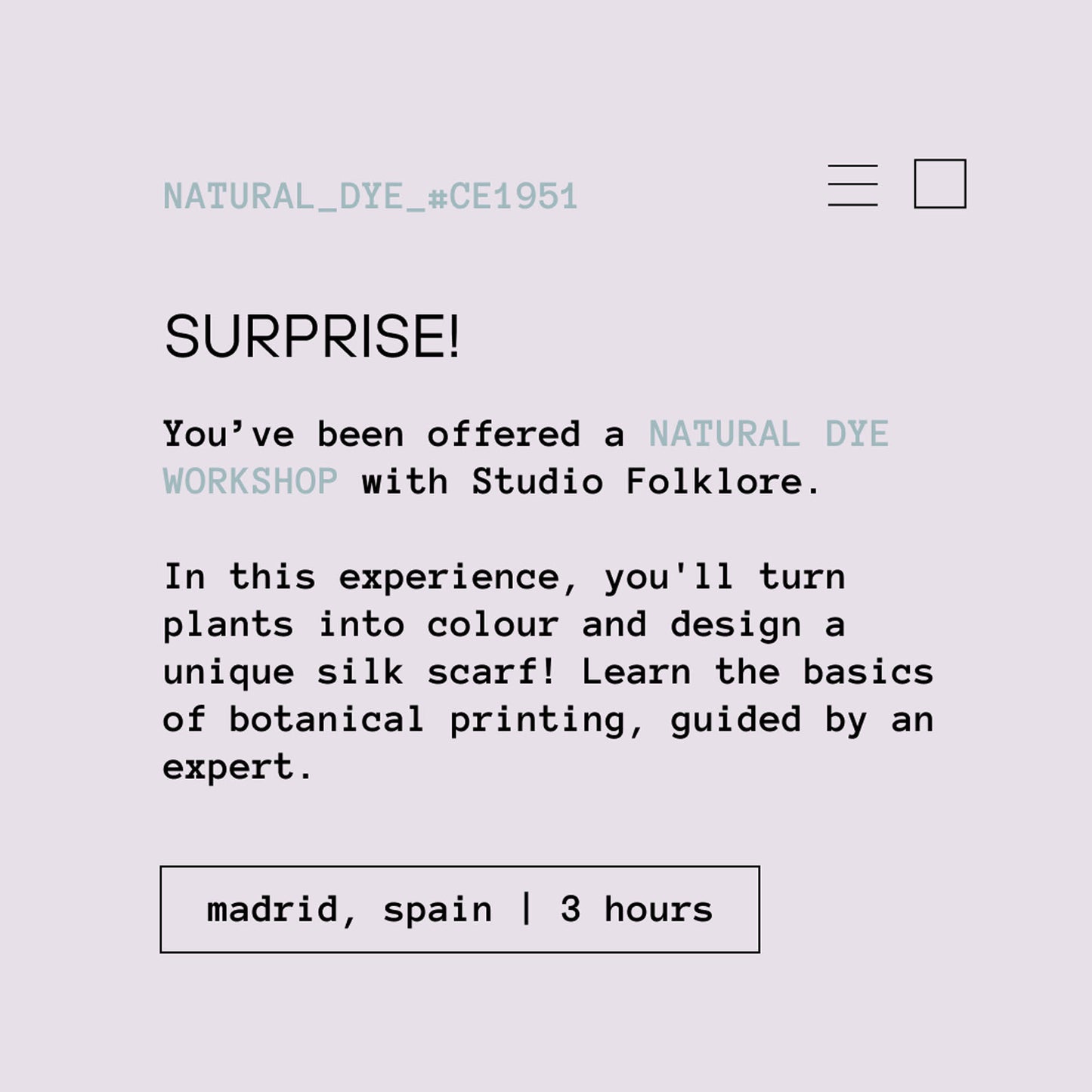 NATURAL DYE WORKSHOP IN MADRID, SPAIN